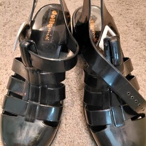 Dollhouse Shiny Black Jelly Women's Sandals